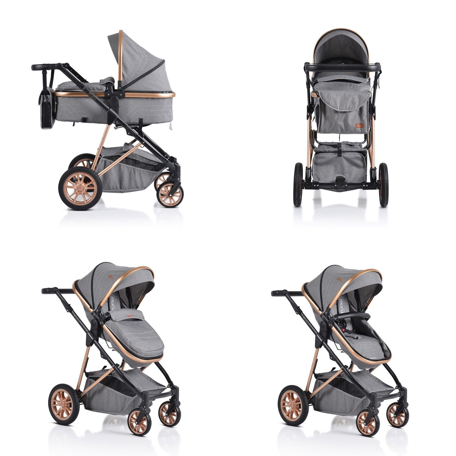 Moni Kombi-Kinderwagen Kinderwagen Midas 3 in 1, Autositz, Sportsitz, Babywanne, Wickeltasche