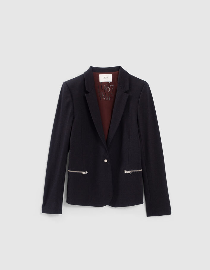 Veste de costume marine à poches zippées Femme