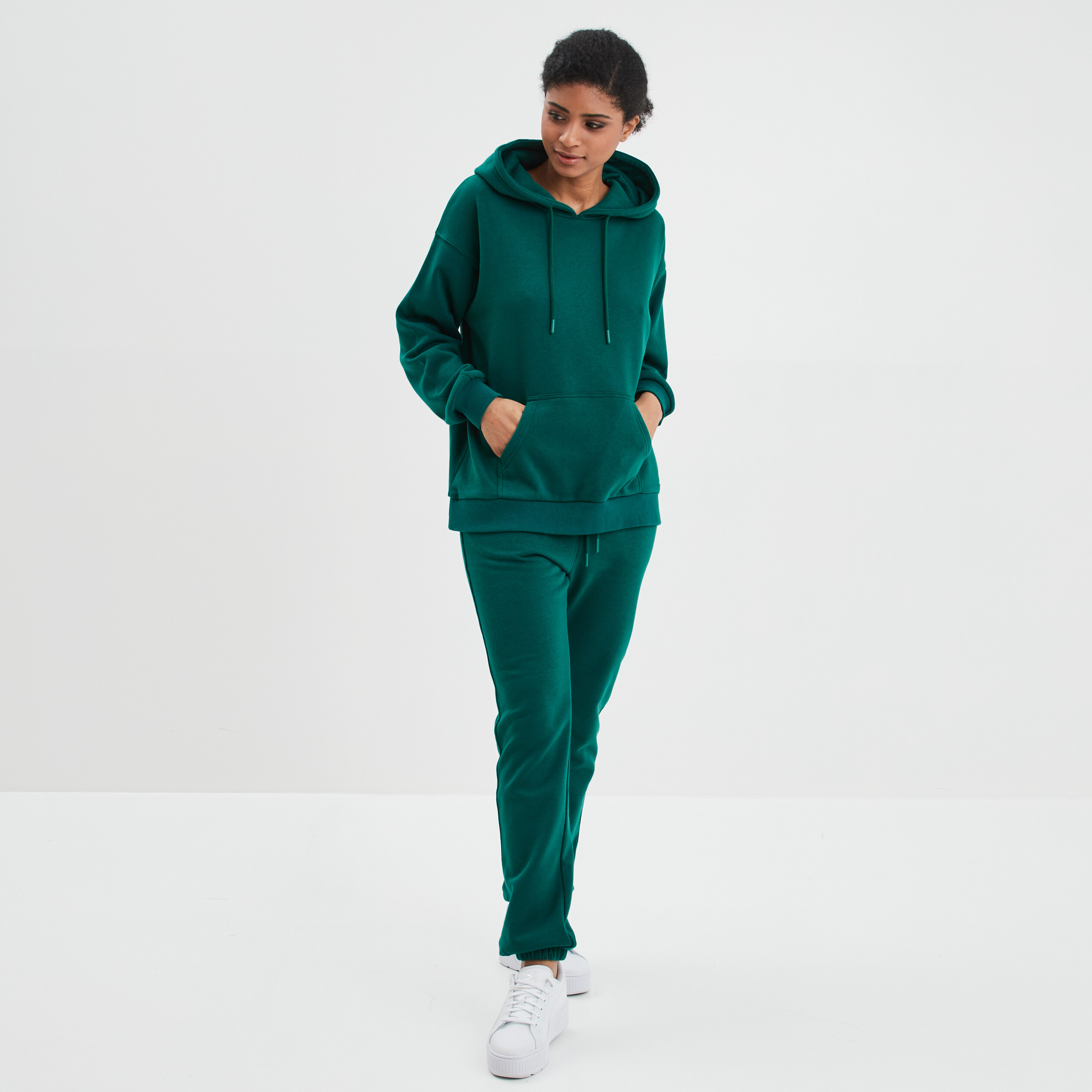 Pantalon jogging droit molleton vert émeraude femme | La Halle