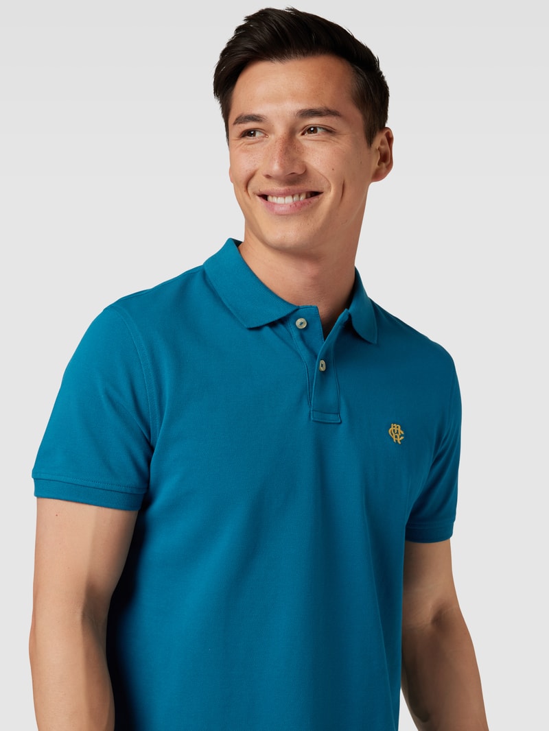 Poloshirt mit Label-Stitching in lagune