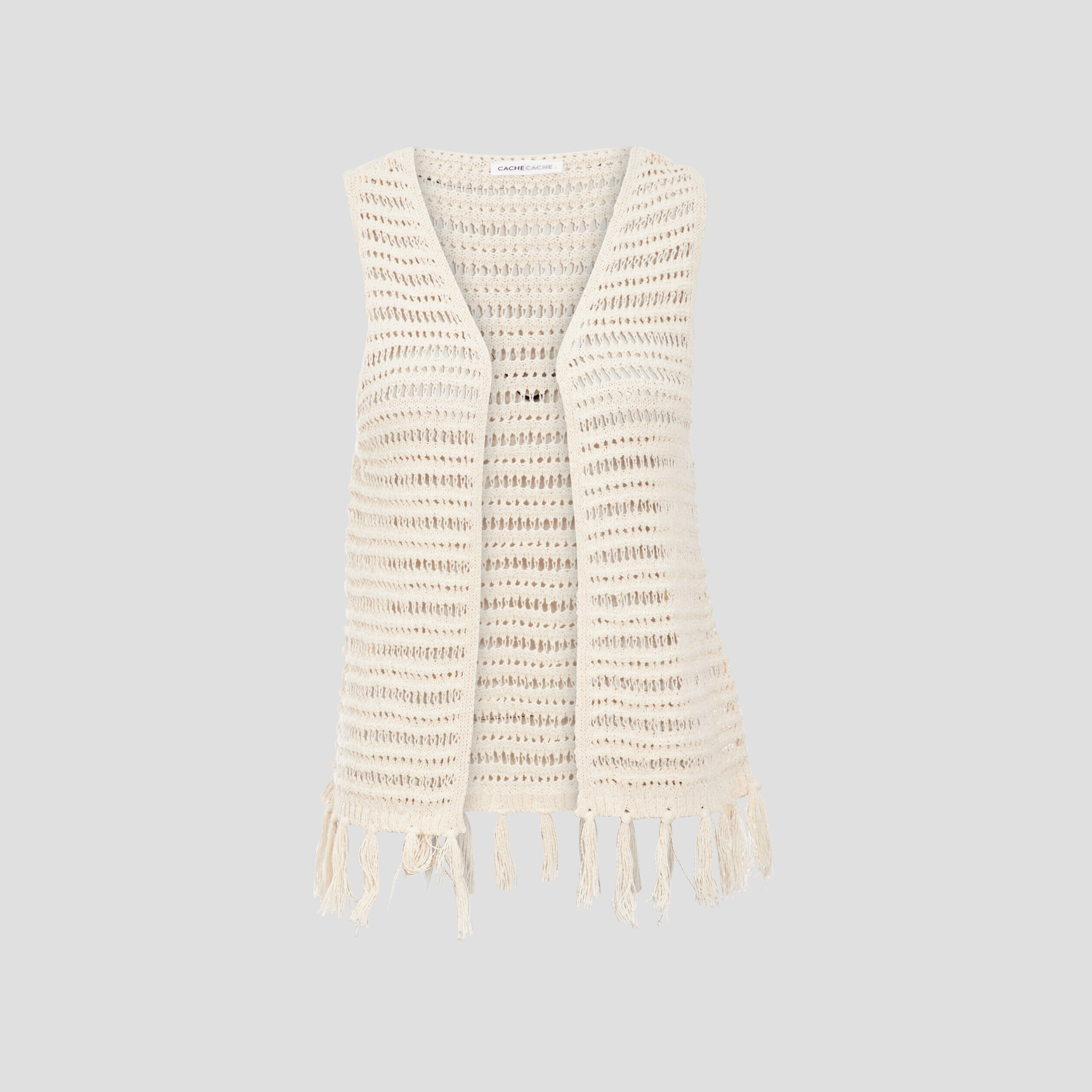 Gilet sans manches ajouré ecru femme | Cache Cache