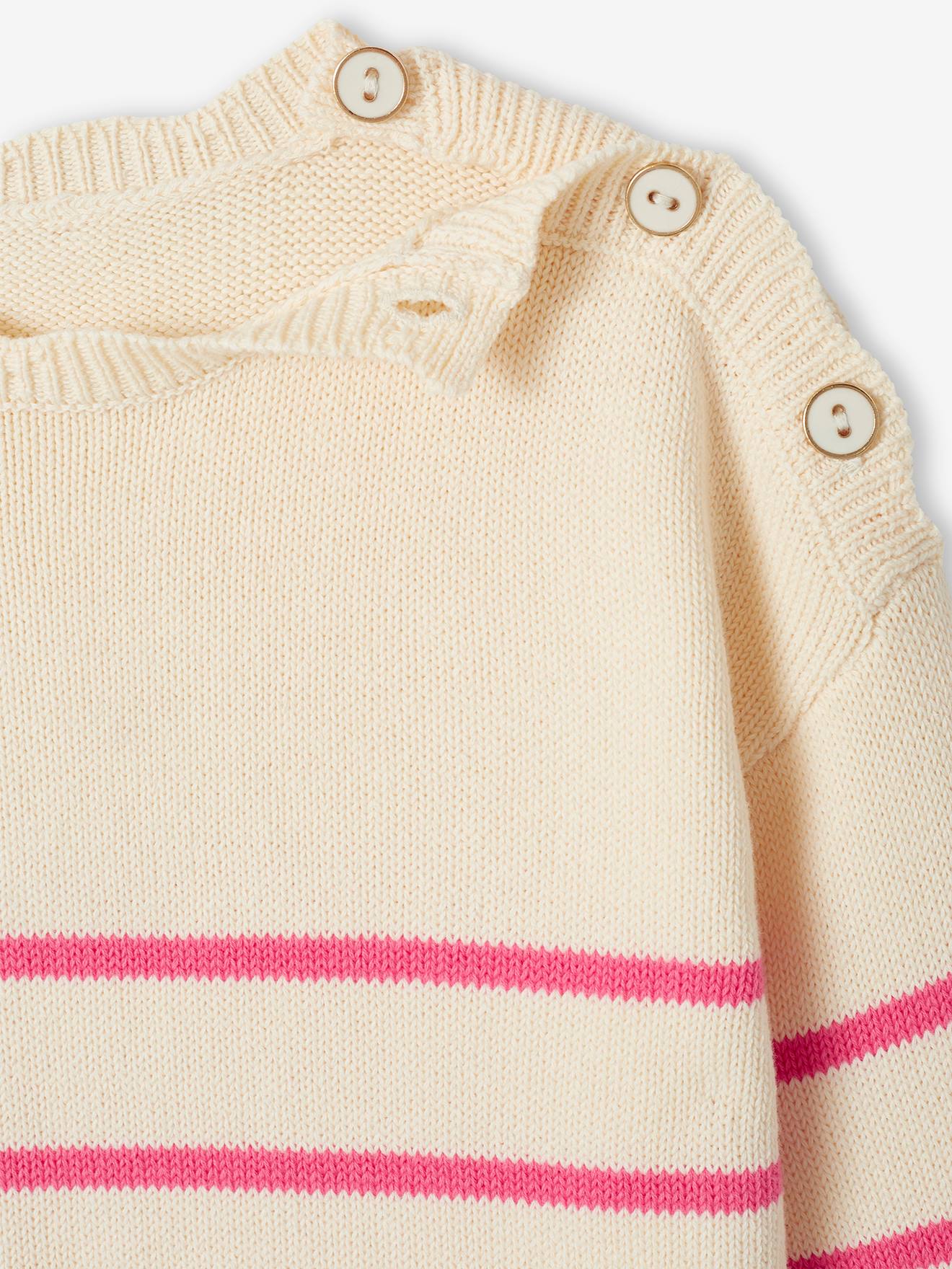 Vertbaudet Mädchen Ringelpullover - pudrig rosa