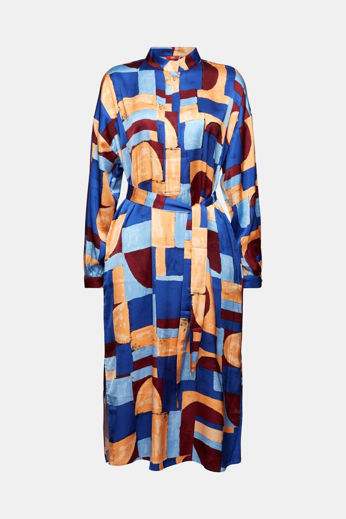 Satin-Hemdblusenkleid mit Print
