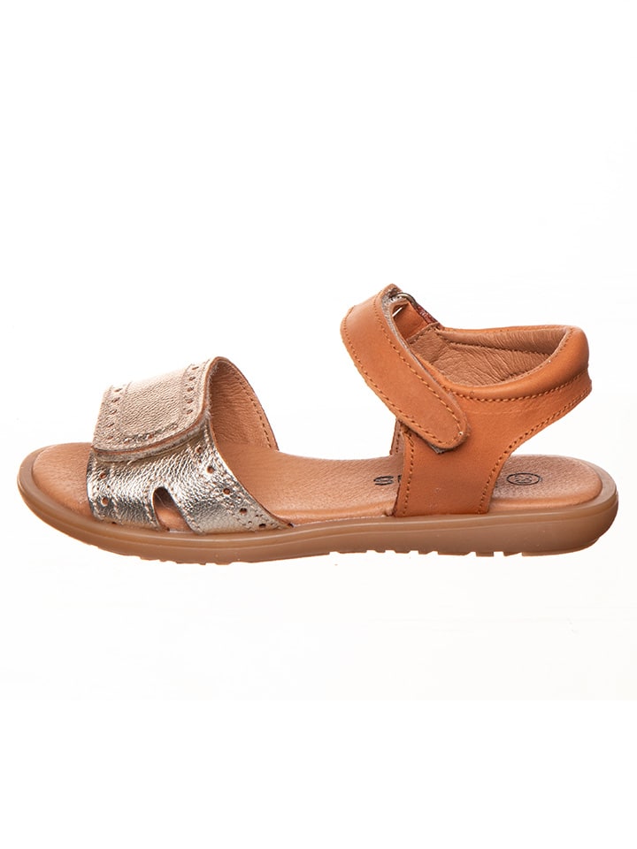 kmins Leder-Sandalen in Hellbraun/ Gold günstig kaufen