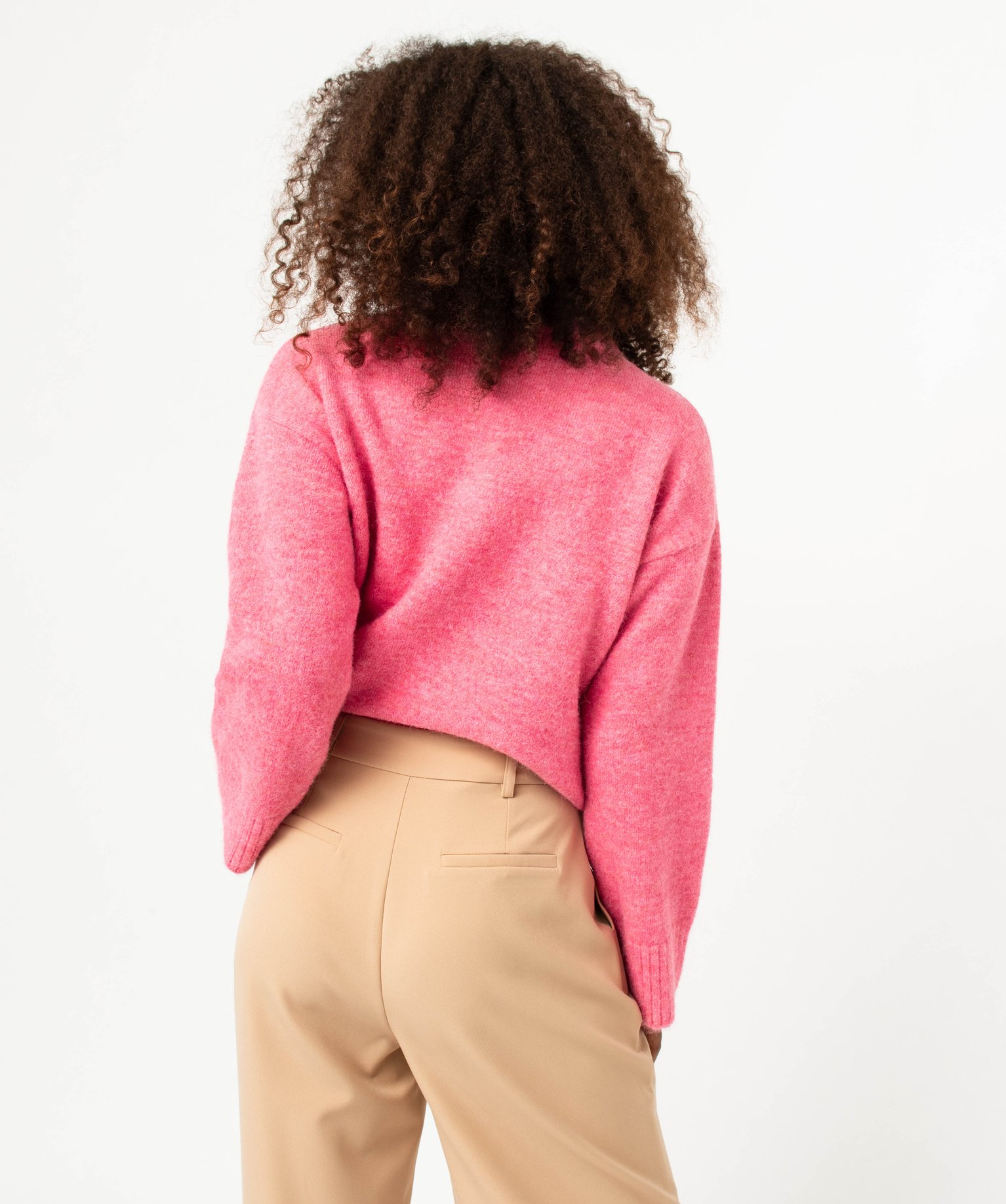 Pull col montant en grosse maille femme - Gémo x Melissaallbb rose | GEMO