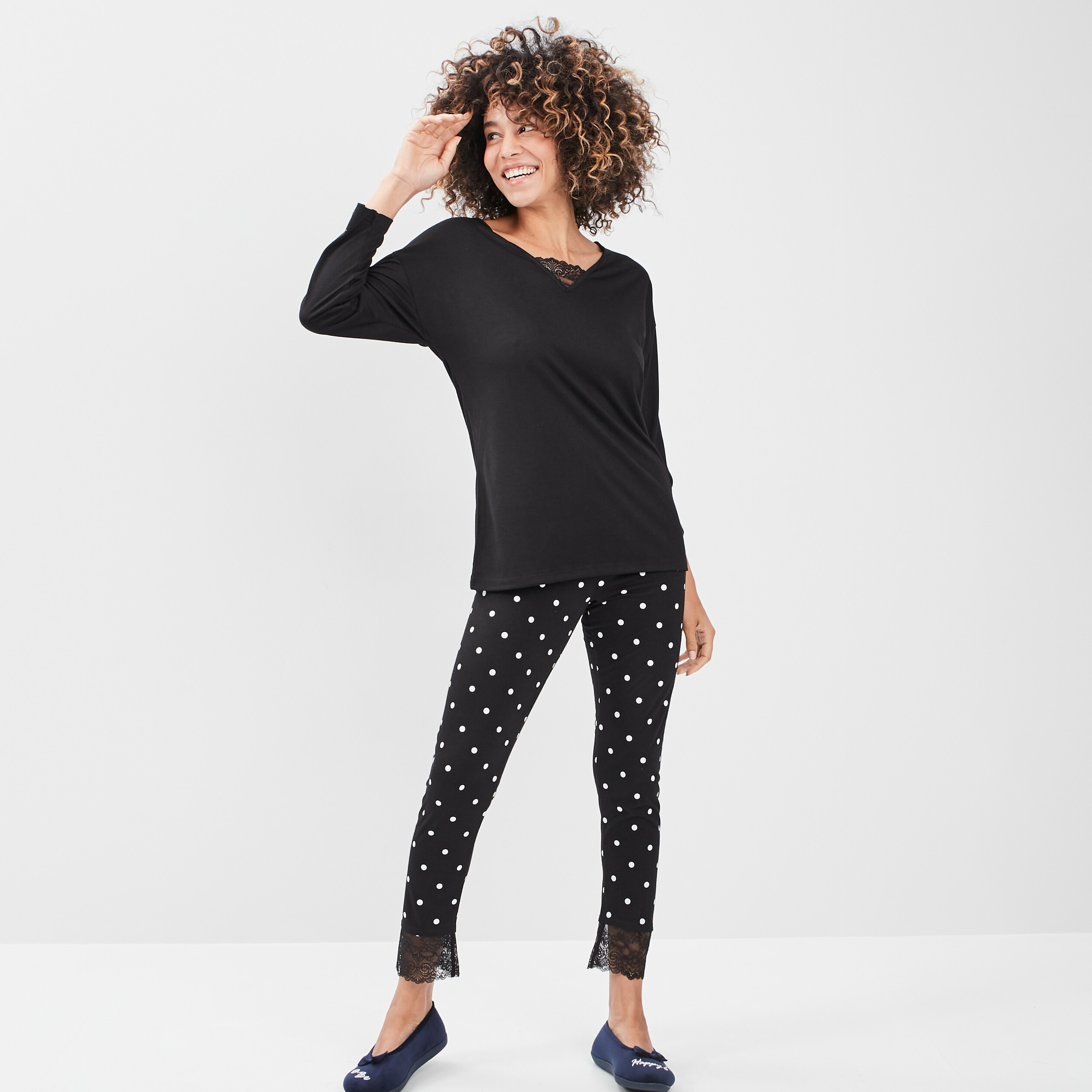 Ensemble pyjama 2 pièces noir femme | La Halle