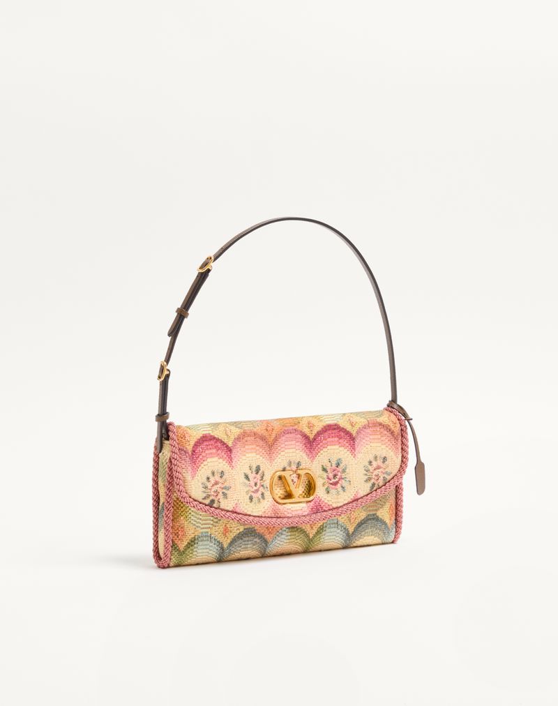 Valentino Garavani Devain Lille Skuldertaske i Jacquardstof Apres L'Hiver