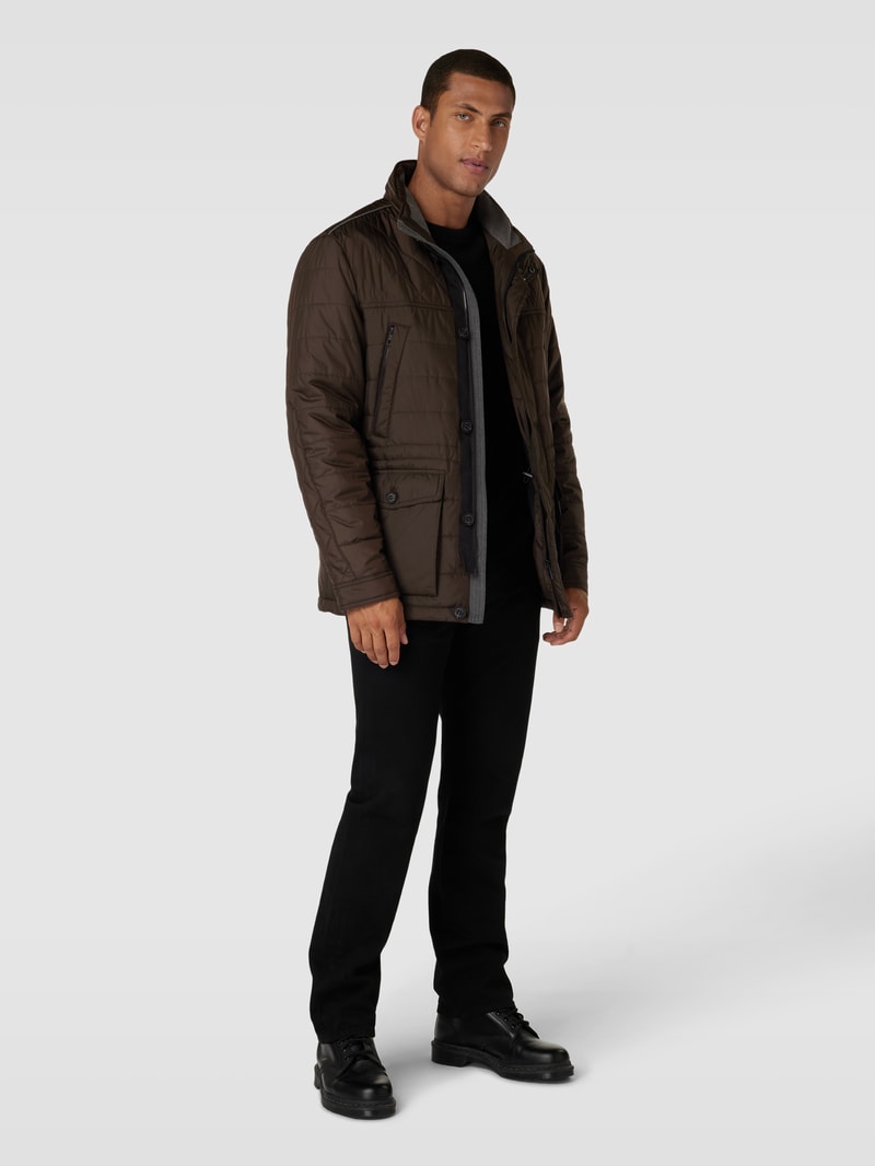 Steppjacke mit Stehkragen in dunkelbraun