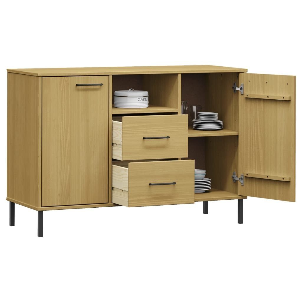 vidaXL Sideboard Sideboard OSLO mit Metallbeinen Braun 113x40x77 cm Massivholz (1 St)