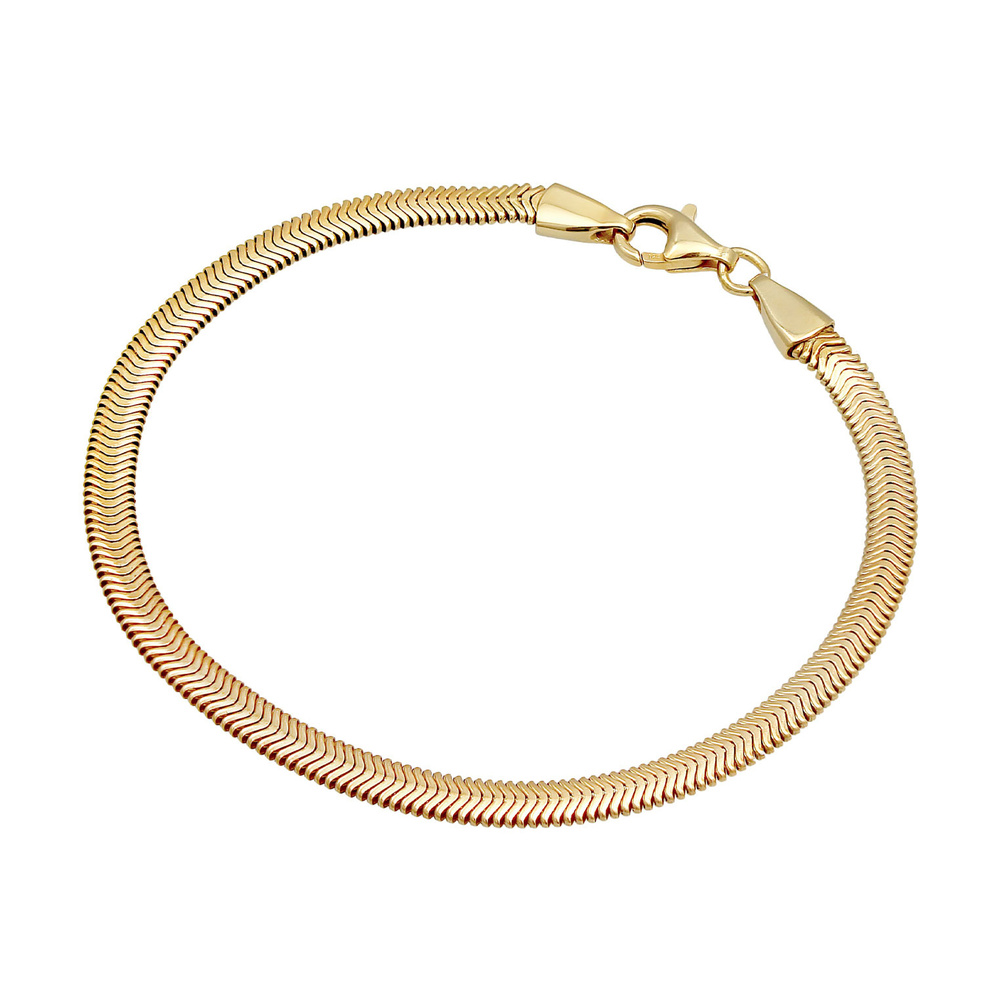 KUZZOI KUZZOI Bracelet Femme Flat Elegant Snake Chain Herringbone Trend en argent sterli Bracelet