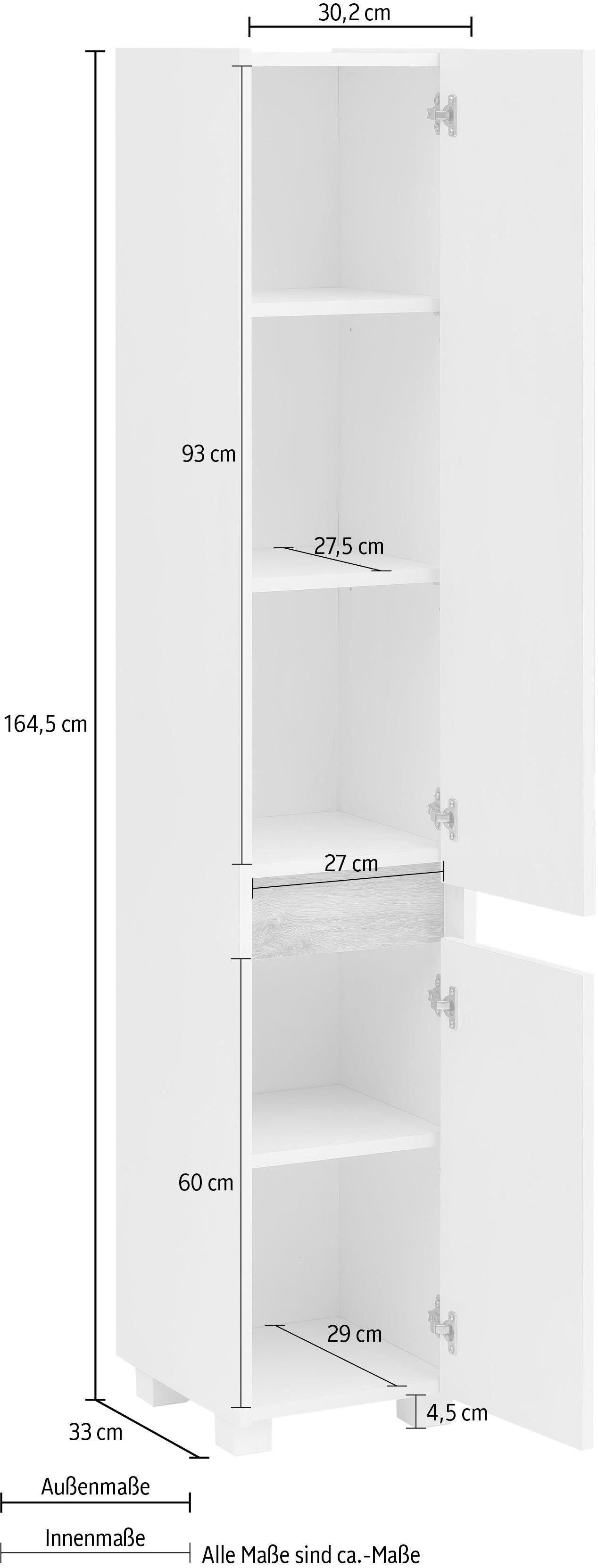 Schildmeyer Hochschrank Cosmo Höhe 164,5 cm, Badezimmerschrank, Blende im modernen Wildeiche-Look
