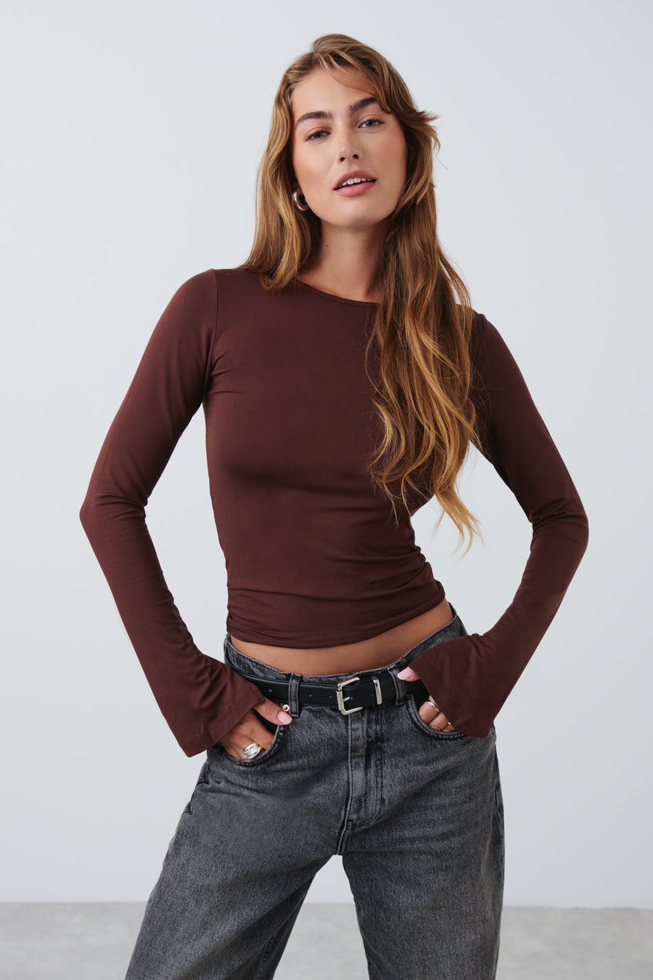 Soft touch crew neck top