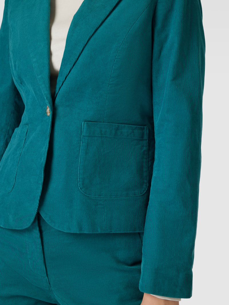 Blazer aus Cord mit Eingrifftaschen in petrol
