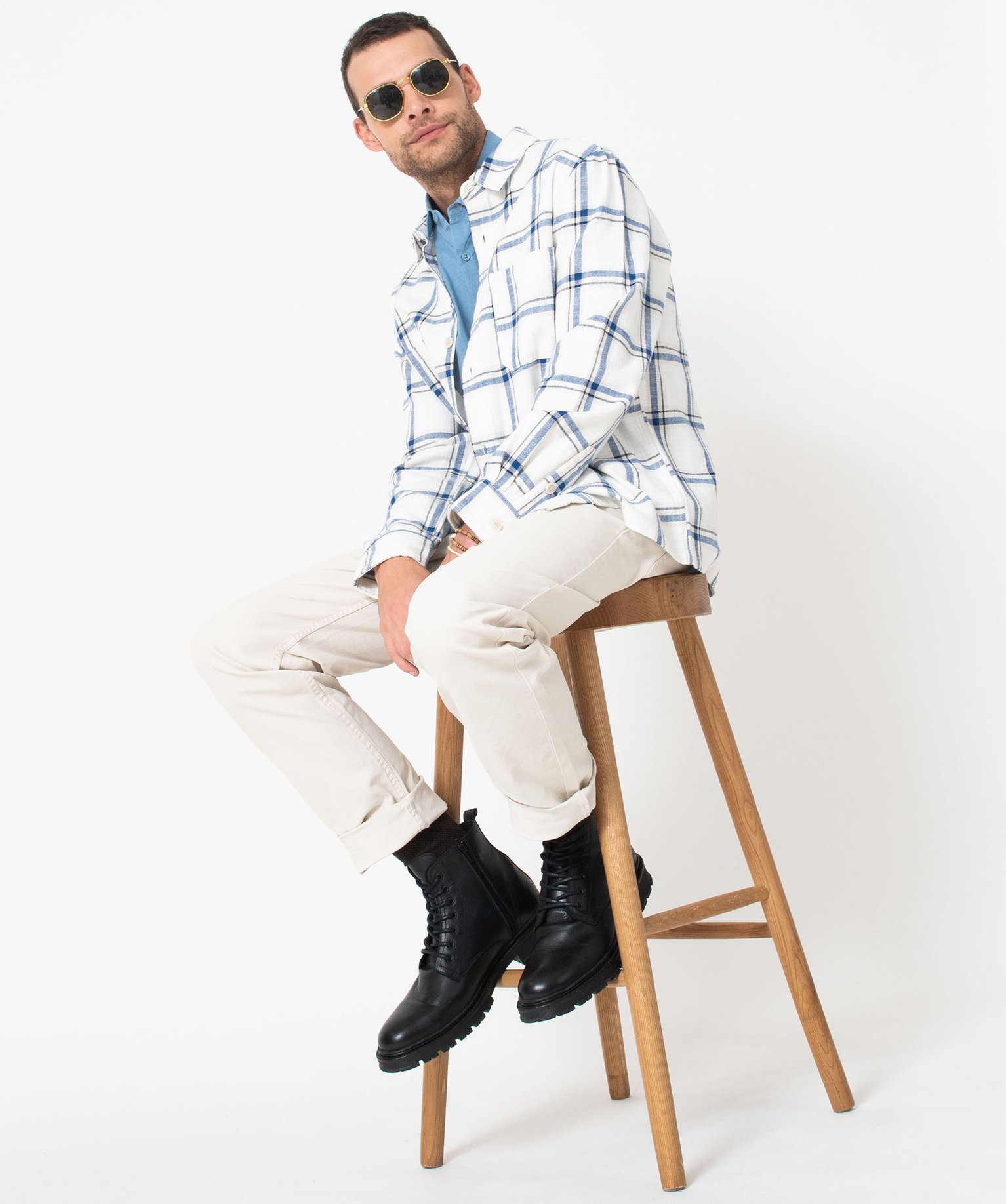 Surchemise à carreaux coupe droite homme carreaux | GEMO