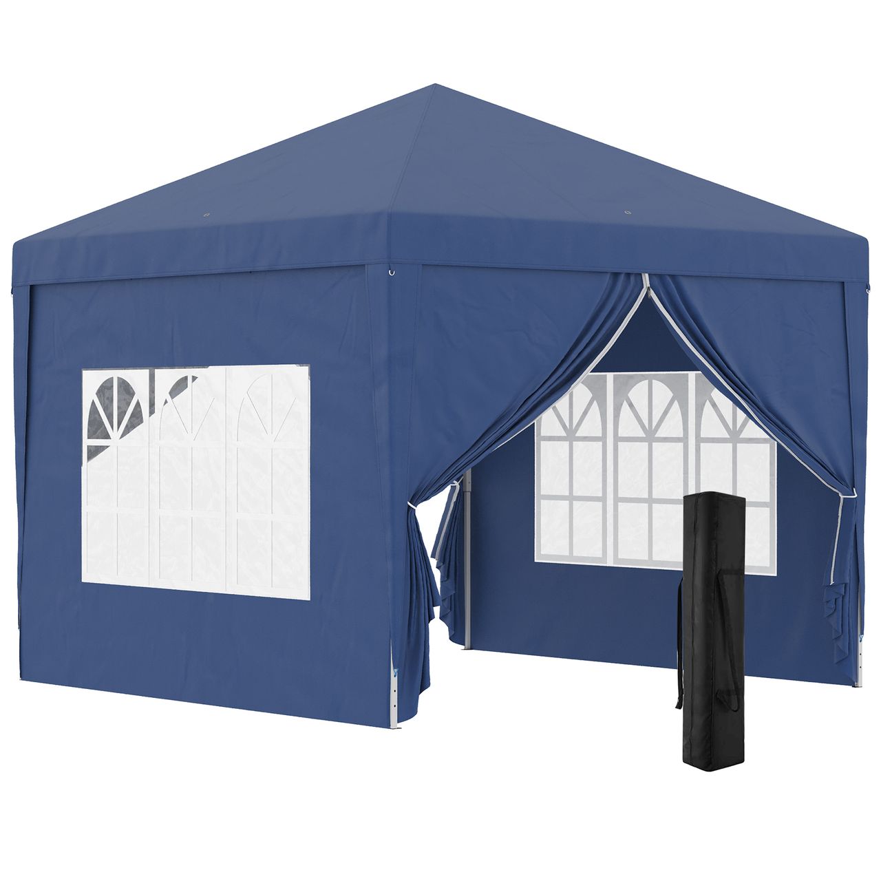 Outsunny Pavillon 2,95 x 2,95m Faltpavillon 4 Seitenwände mit Fenster Tragetasche Stahl