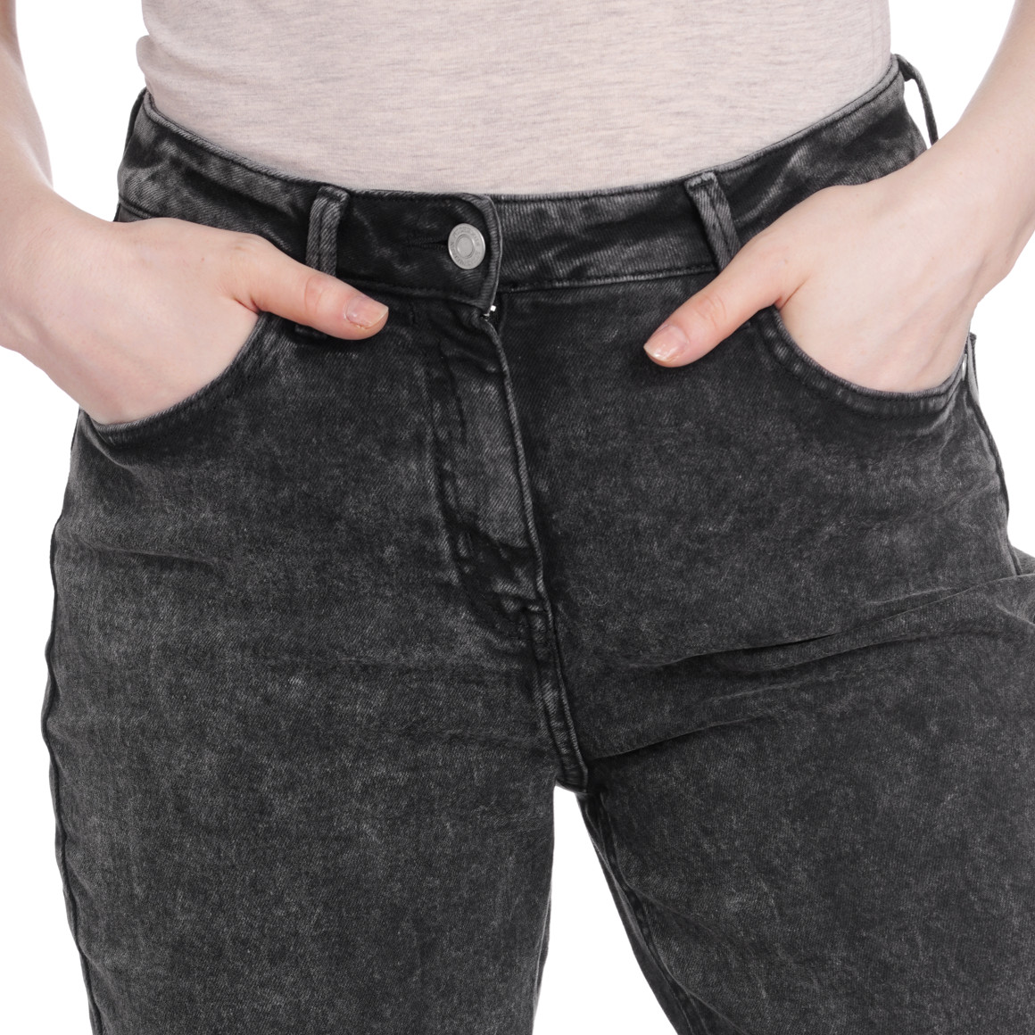 Damen Straight-Jeans mit Used-Waschung