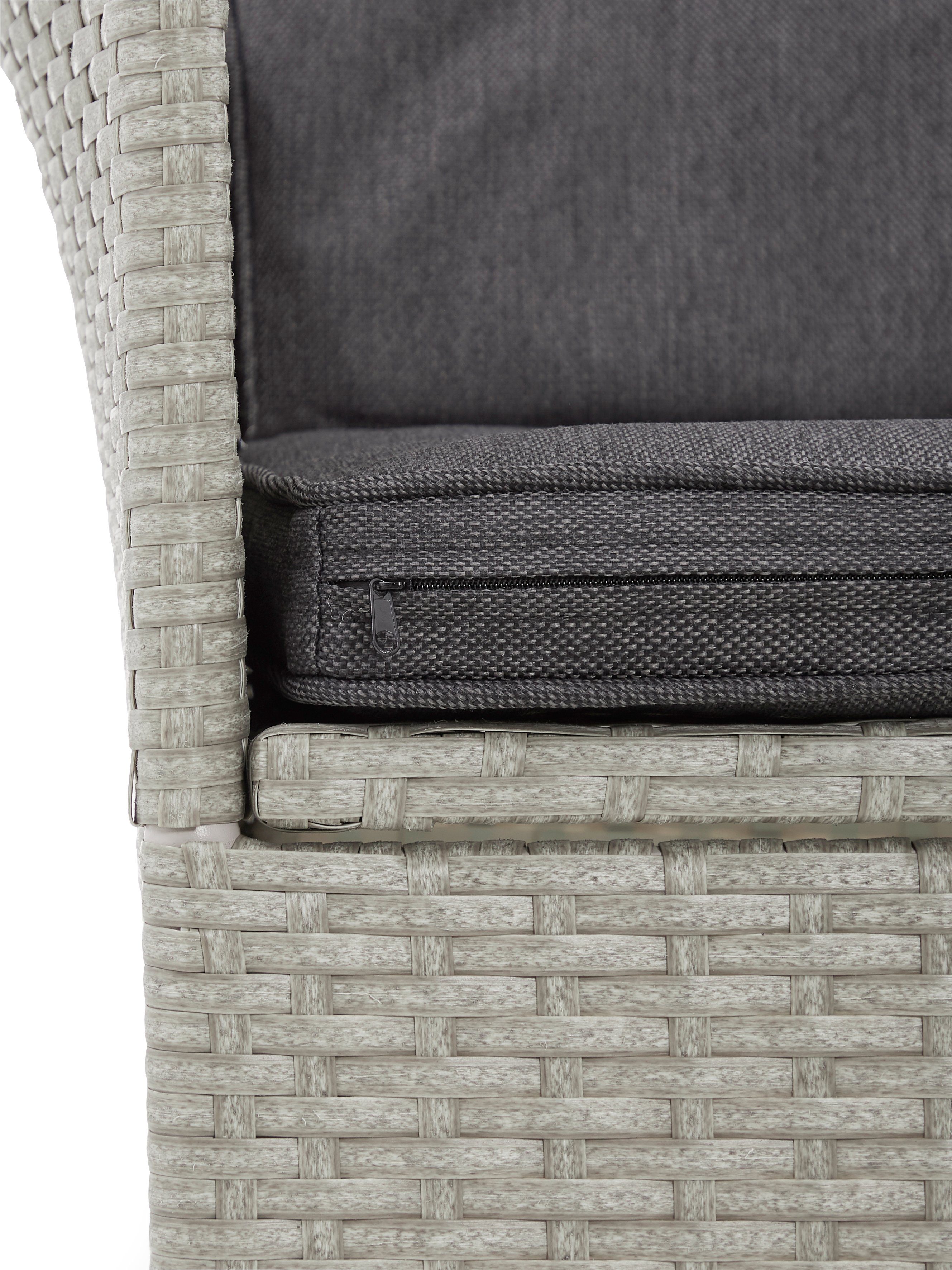 KONIFERA Balkonset Mailand, (7-tlg), 2 Sessel, Tisch 112x65 cm, Polyrattan
