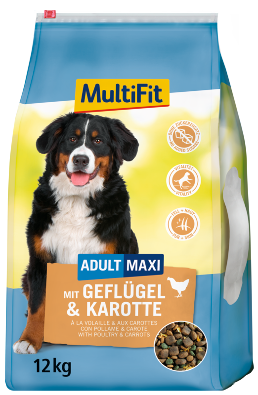 MultiFit Hundetrockenfutter MultiFit Maxi Adult mit Geflügel & Karotte 12kg