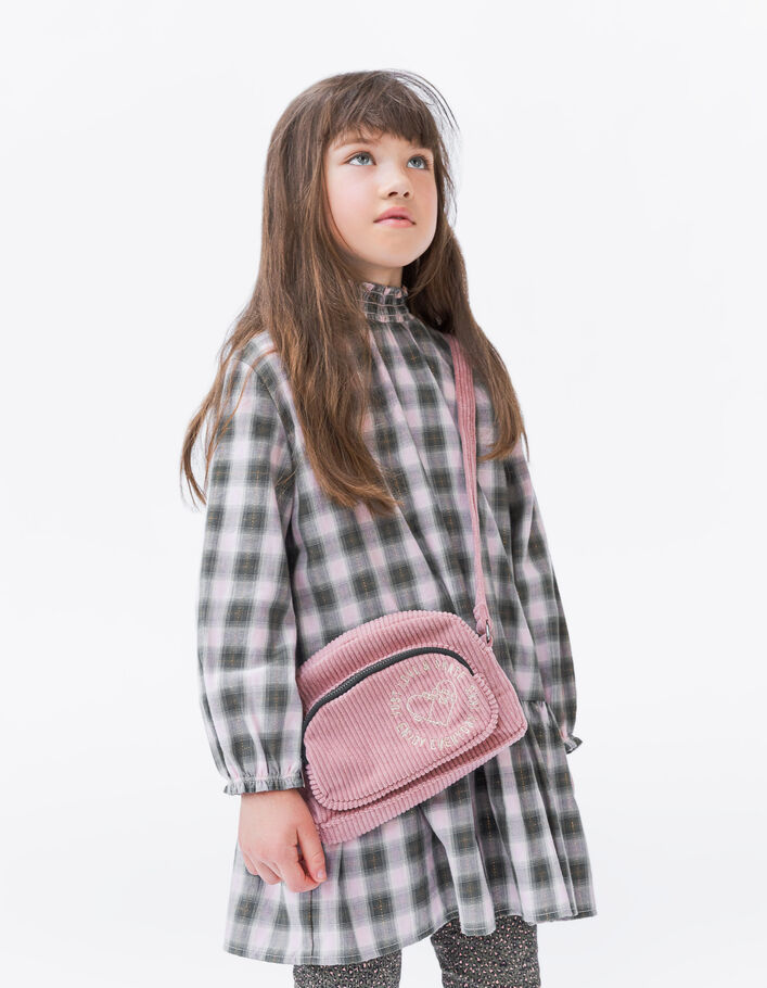 Sac à main rose velours côtelé fille