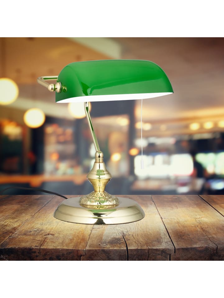 relaxdays Bankerlampe in Grün/ Messing - (H) 31 cm günstig kaufen onesize