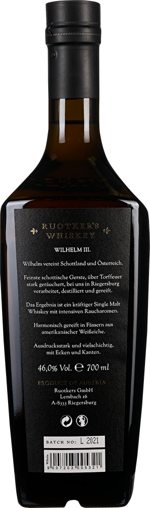 David Gölles Single Malt Whisky Ruotkers Wilhelm III. 0,7 Liter im Geschenkkarton