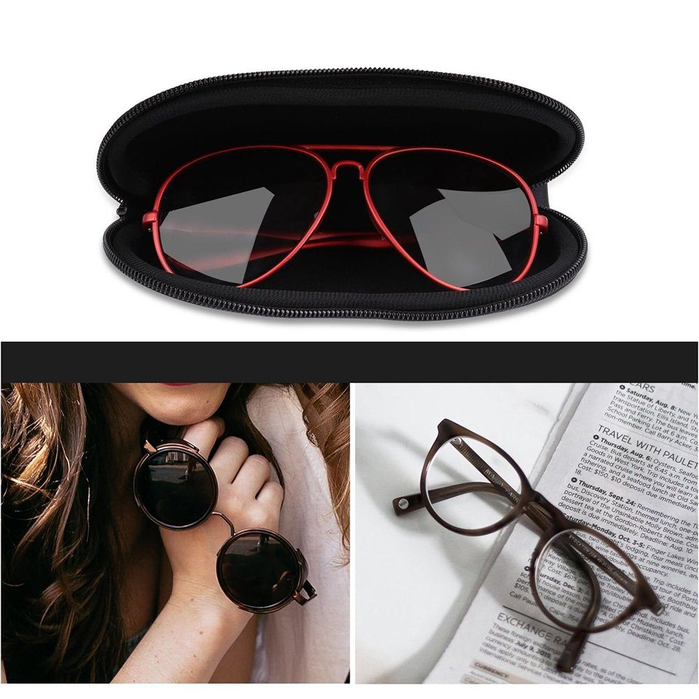 HIBNOPN Brillenetui Brillenetu Reißverschluss Sonnenbrille Tasche mit Gürtelclip Tragbare