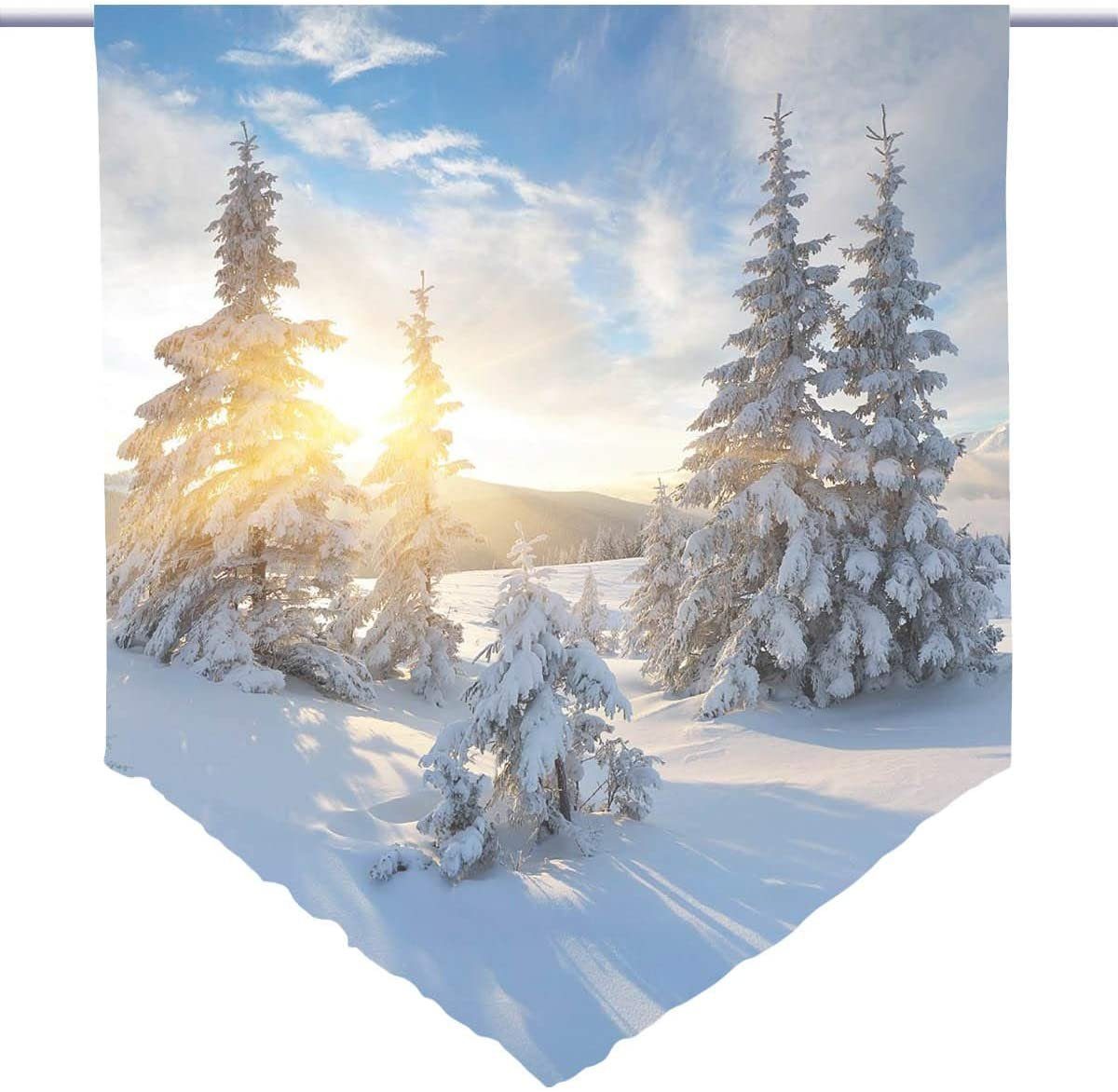 Scheibengardine Scheibenhänger Traumwinter Voile Transparent aus Feiner Voile, gardinen-for-life