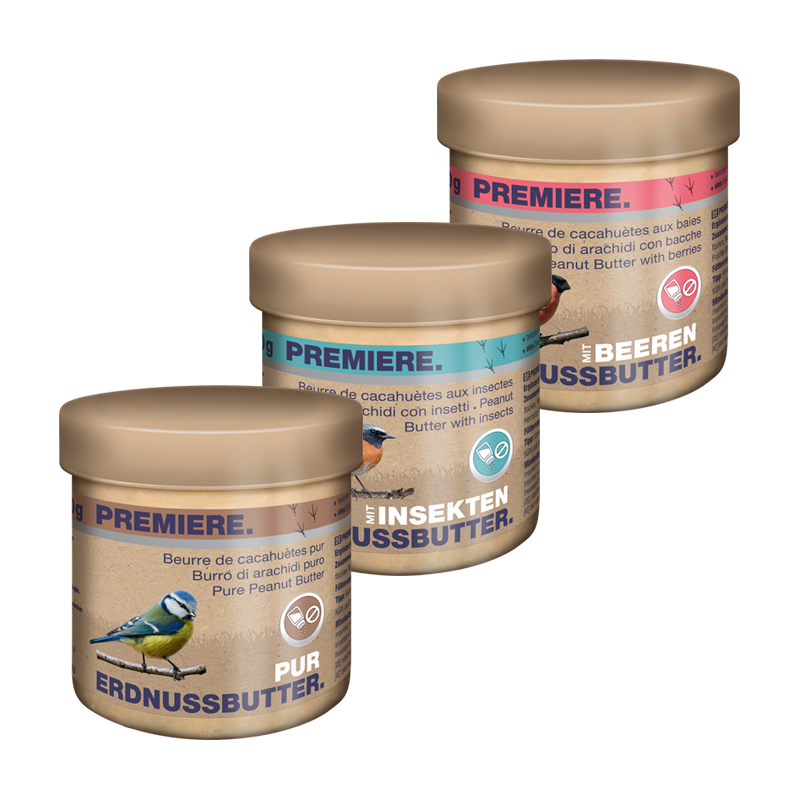 PREMIERE Wildvogelfutter PREMIERE Erdnussbutter Mix 3 x 250g