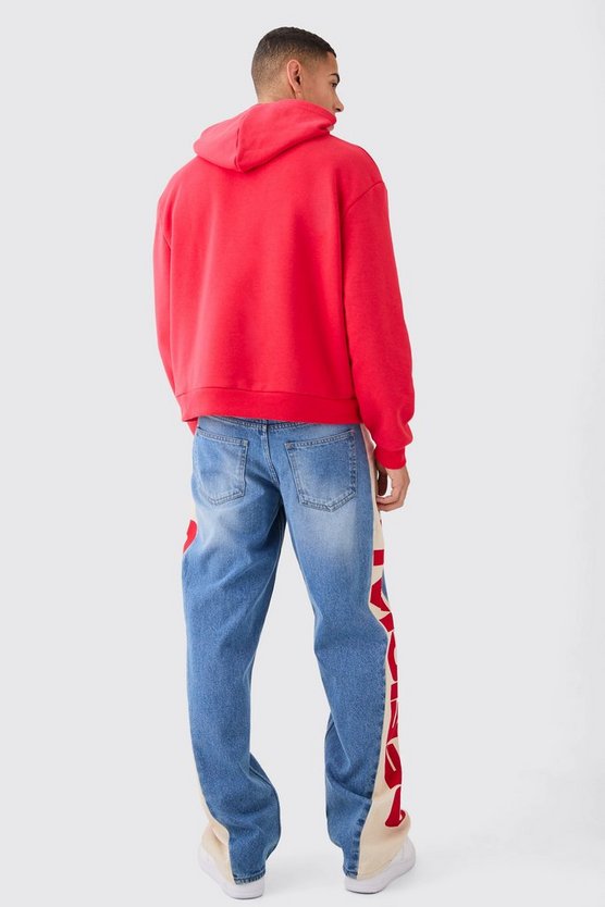 Kastiger Oversize Hoodie mit Borg-Applikation