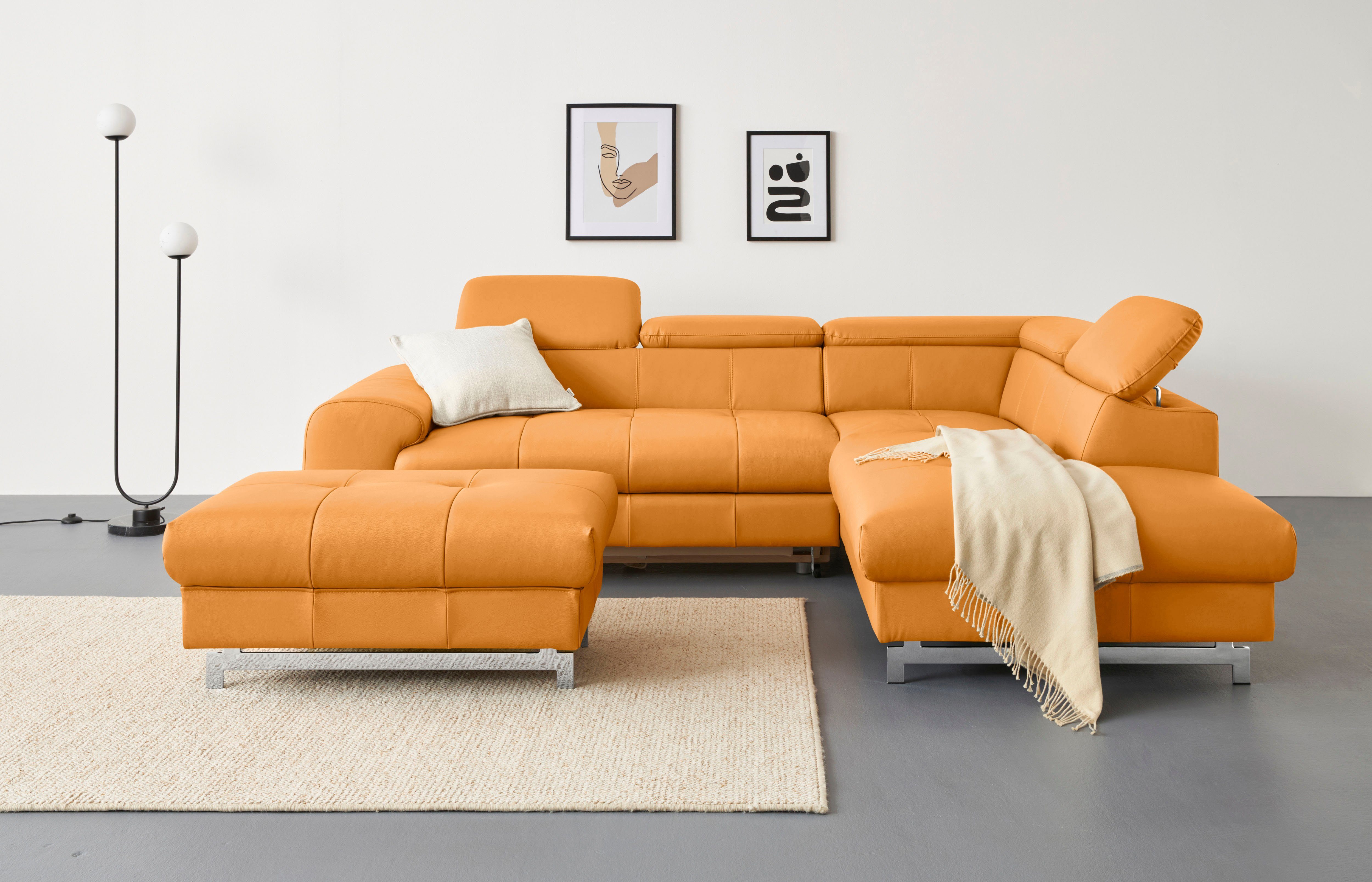 COTTA Ecksofa Chef, mit Kopfteilverstellung, wahlweise mit Bettfunktion