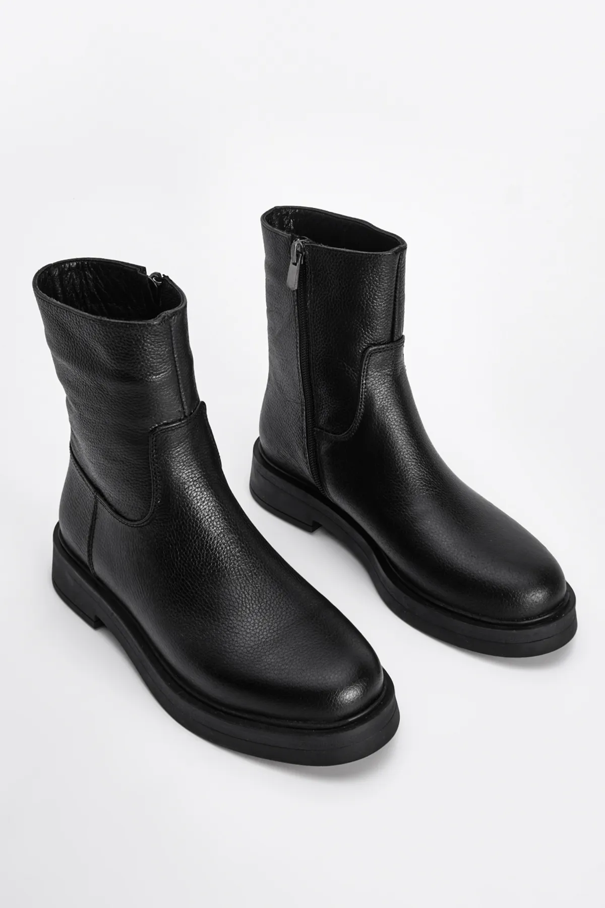 Marjin  Damen-Tagesstiefel aus echtem Leder mit dicker Sohle Zervas Schwarz