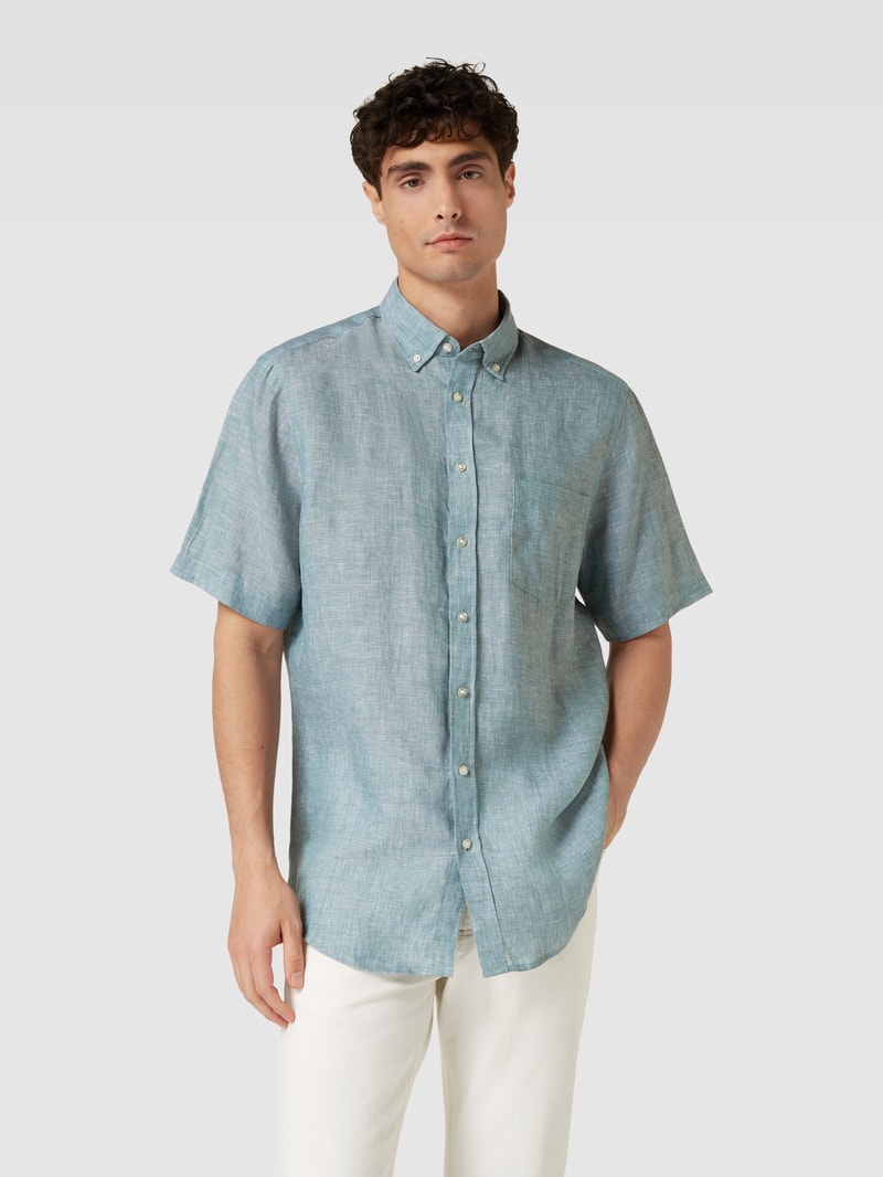 Freizeithemd mit Button-Down-Kragen in metallic grün