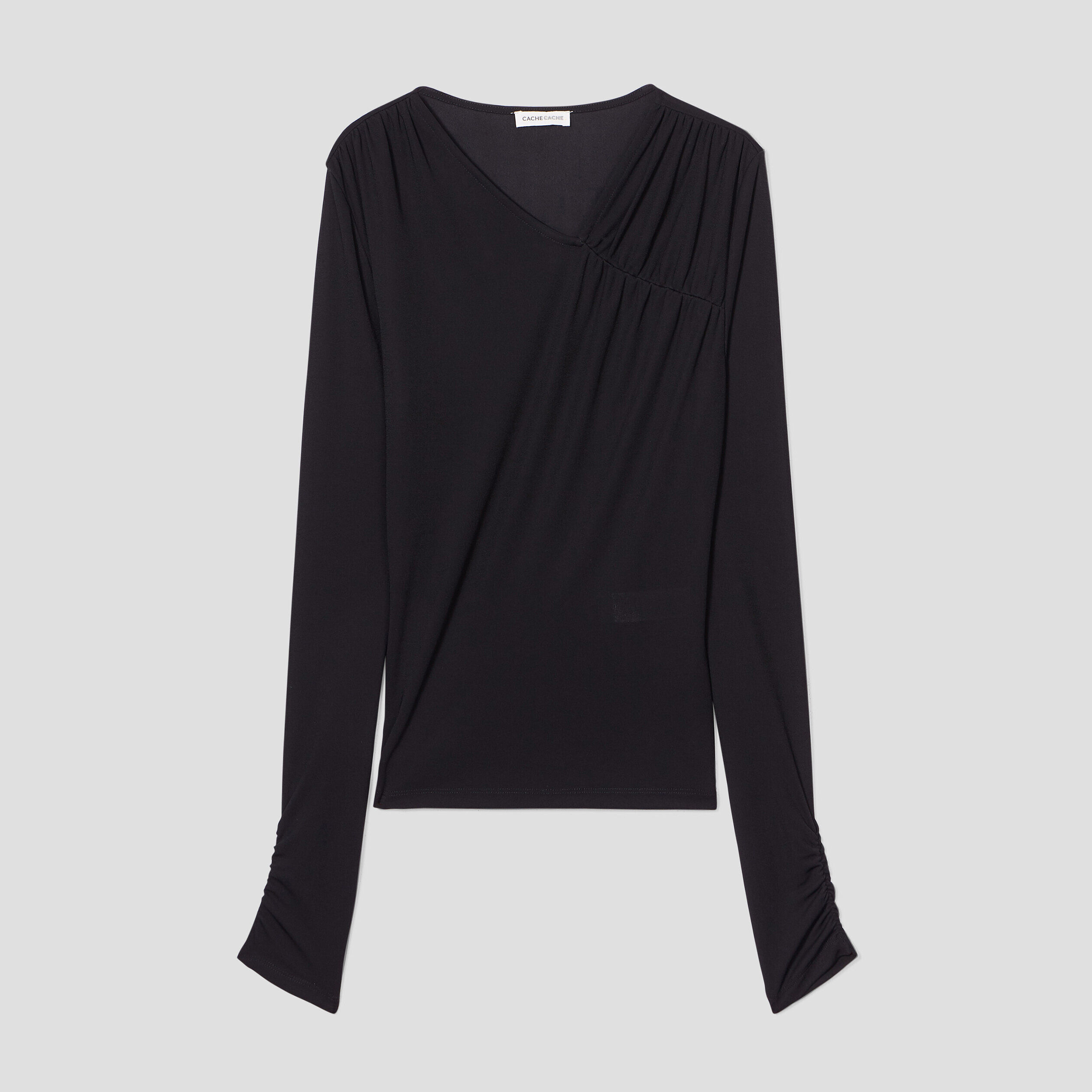 Blouse ajustée avec fronces noir femme | Cache Cache