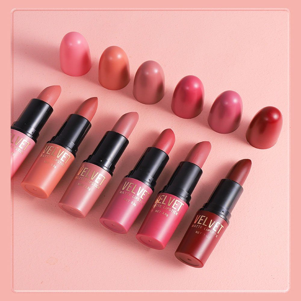 POCHUMIDUU Lippenstift-Set 6 Lippenstift-Sets,Matt,Wasserdicht, hochpigmentierter Samt, 6-tlg., Intensive Farbe und lang anhaltende Feuchtigkeit