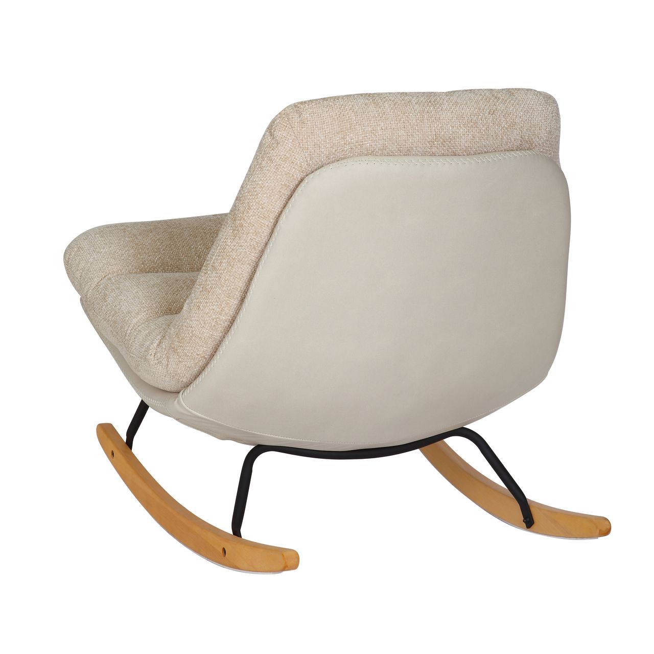 Better Home gepolsterter Schaukelstuhl Relaxsessel mit Buchenholzsockel, beige