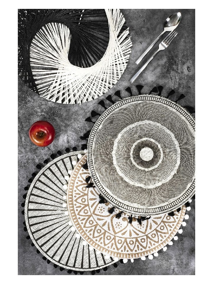 Villa d´Este 6er-Set: Tischsets in Natur/ Weiß - Ø 38 cm günstig kaufen onesize