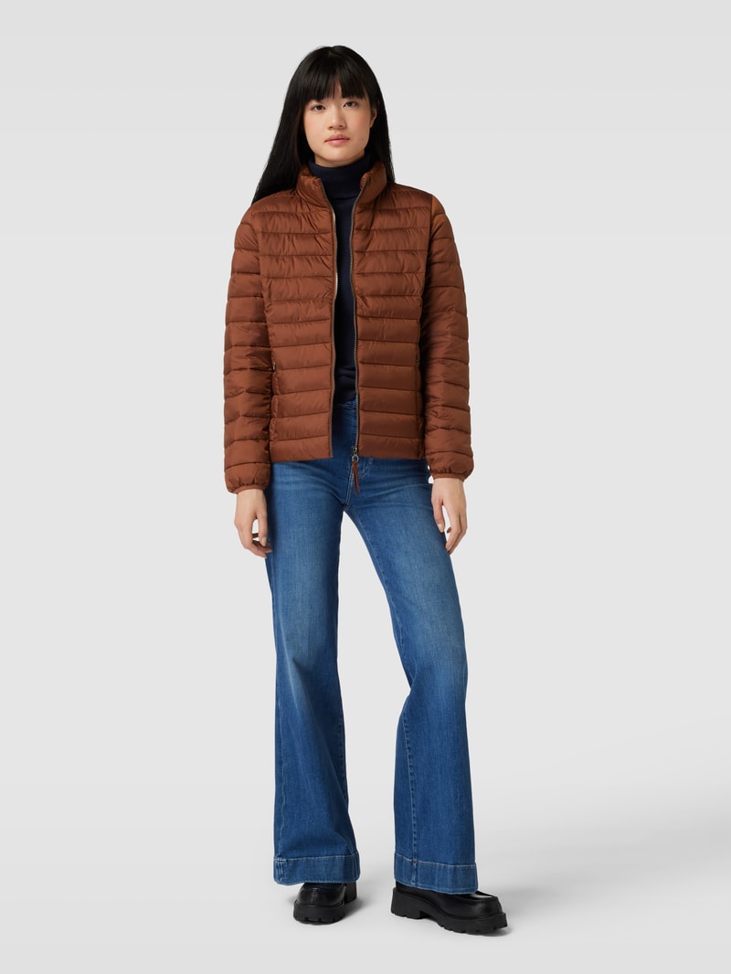 Steppjacke mit Stehkragen in cognac