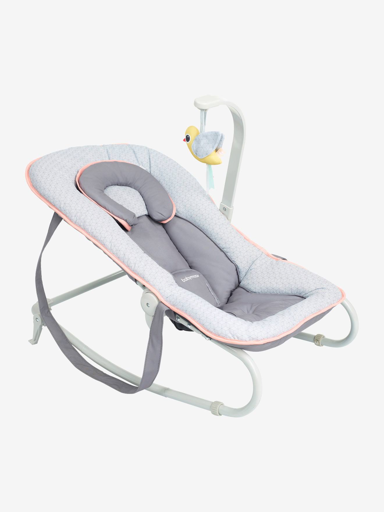 Transat BABYMOOV Graphik avec arche de jeux gris/pêche