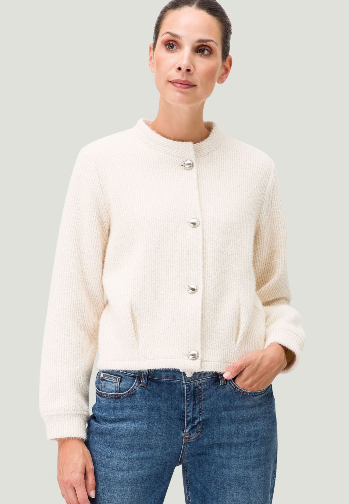 Sweatjacke mit Knopfleiste