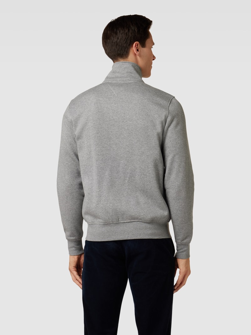 Sweatjacke mit Stehkragen Modell 'FLAG LOGO' in mittelgrau meliert