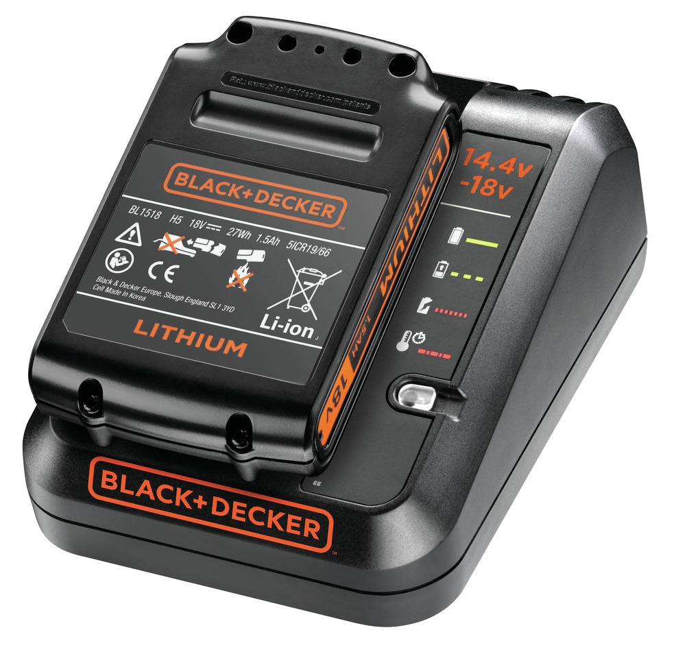 Black & Decker BDC1A15-QW Laddare + Batteri 18 Volt 1,5 Ah Li-ion