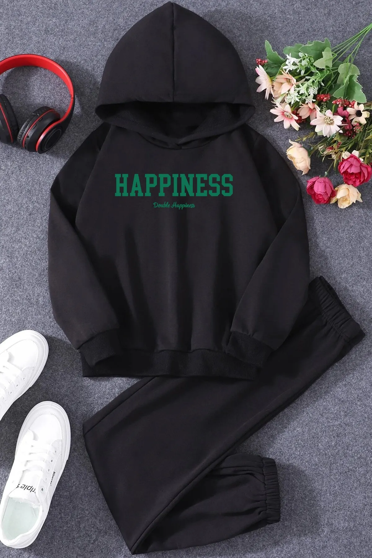 uyguntarz  Bedrucktes Happiness-Trainingsanzug-Set für Kinder