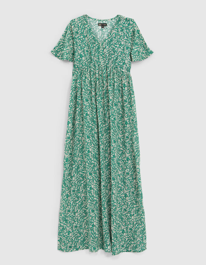 Robe longue verte LENZING™ ECOVERO™ micro fleurs fille