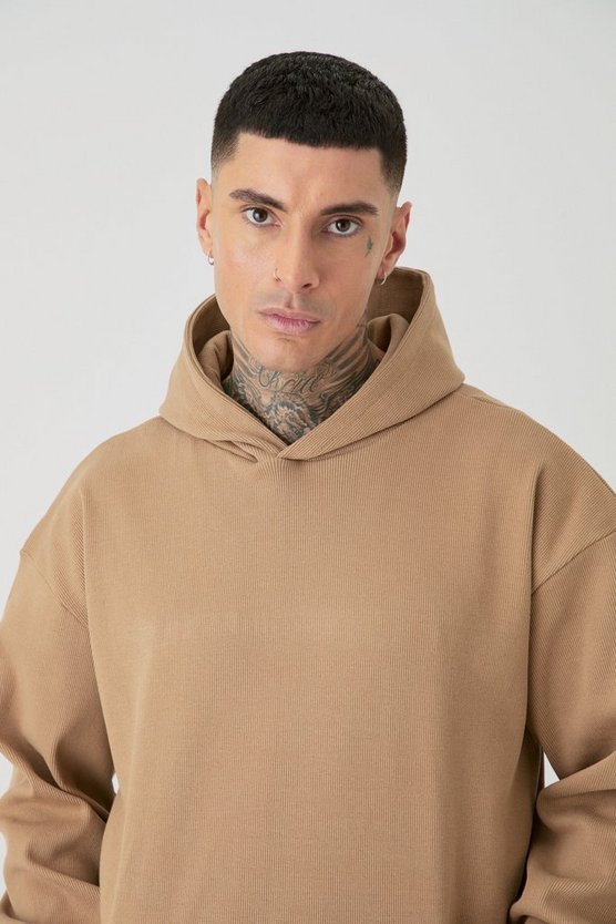 Tall gerippter Oversize Hoodie