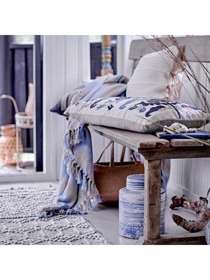 Bloomingville Decke LARGS Hellblau Karo Muster 160x130 cm günstig kaufen onesize