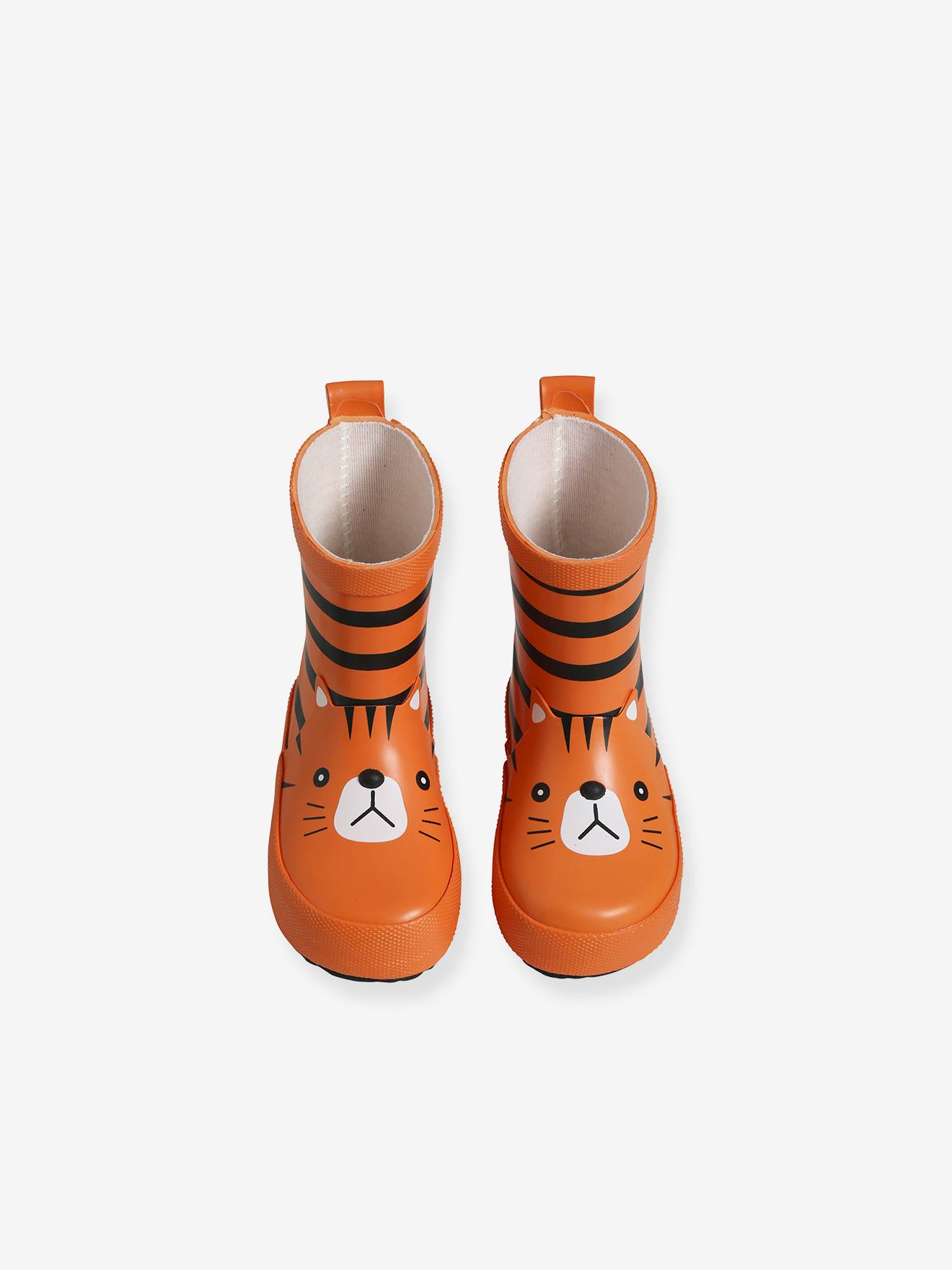 Bottes de pluie bébé garçon en caoutchouc orange