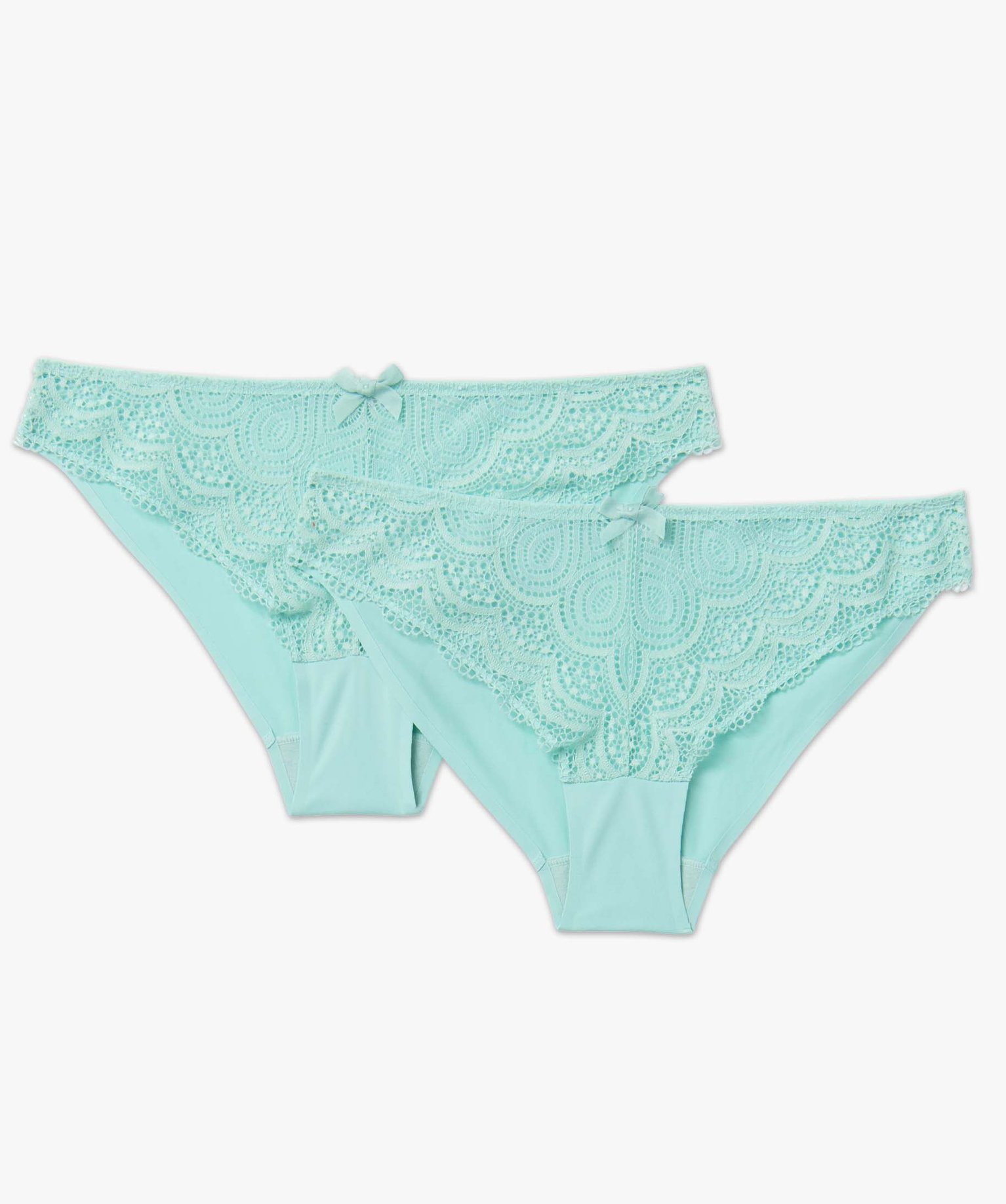 Culotte femme en microfibre et dentelle (lot de 2) bleu | GEMO
