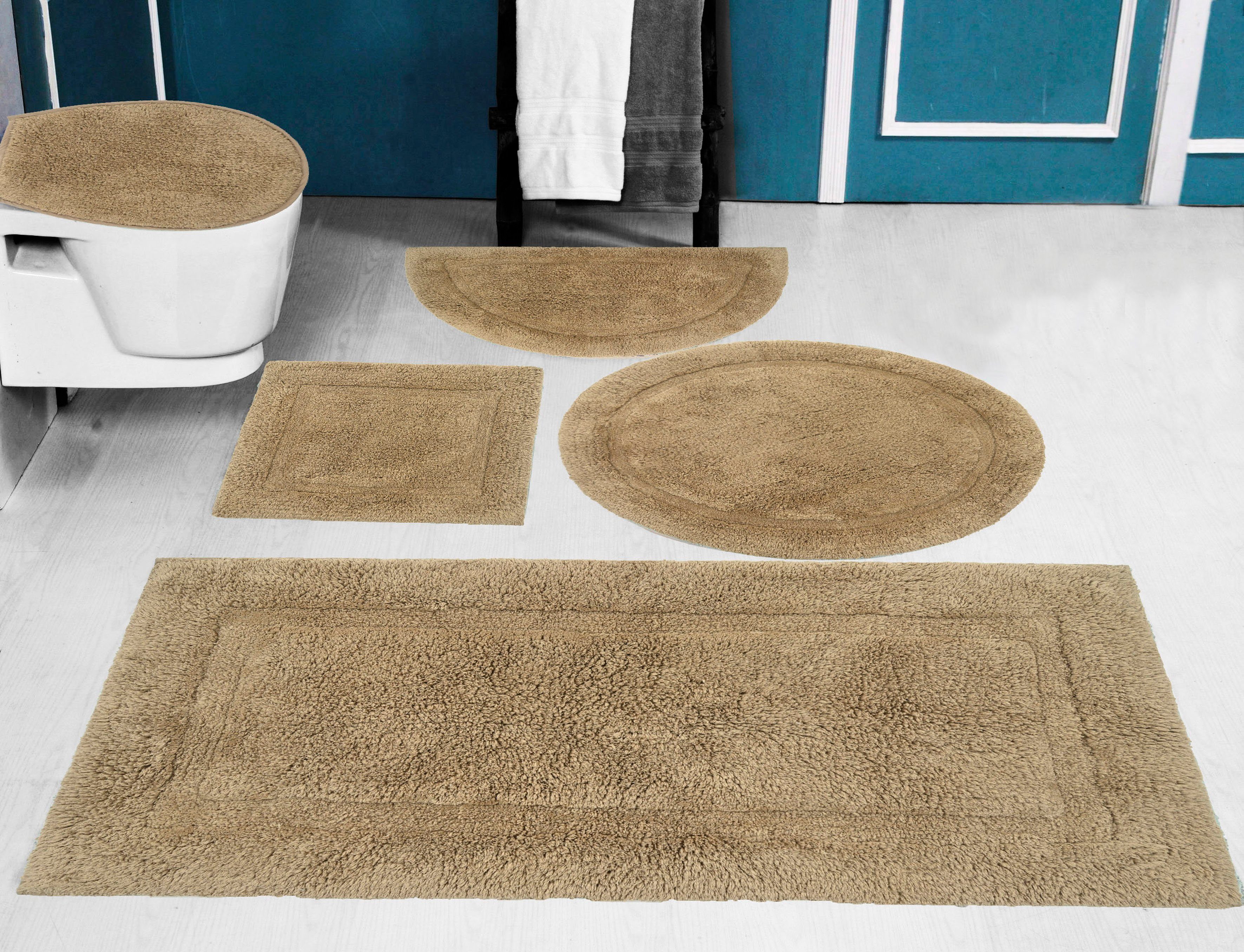 Badematte Leni OTTO products, Höhe 14 mm, rutschhemmend beschichtet, fußbodenheizungsgeeignet, schnell trocknend, strapazierfähig, Baumwolle, rechteckig, mit Bordüre, auch als 3 teiliges Set erhältlich