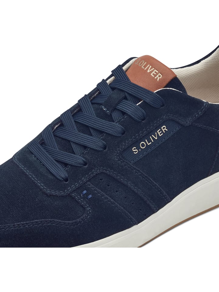 s.Oliver Leder-Sneakers in Dunkelblau günstig kaufen