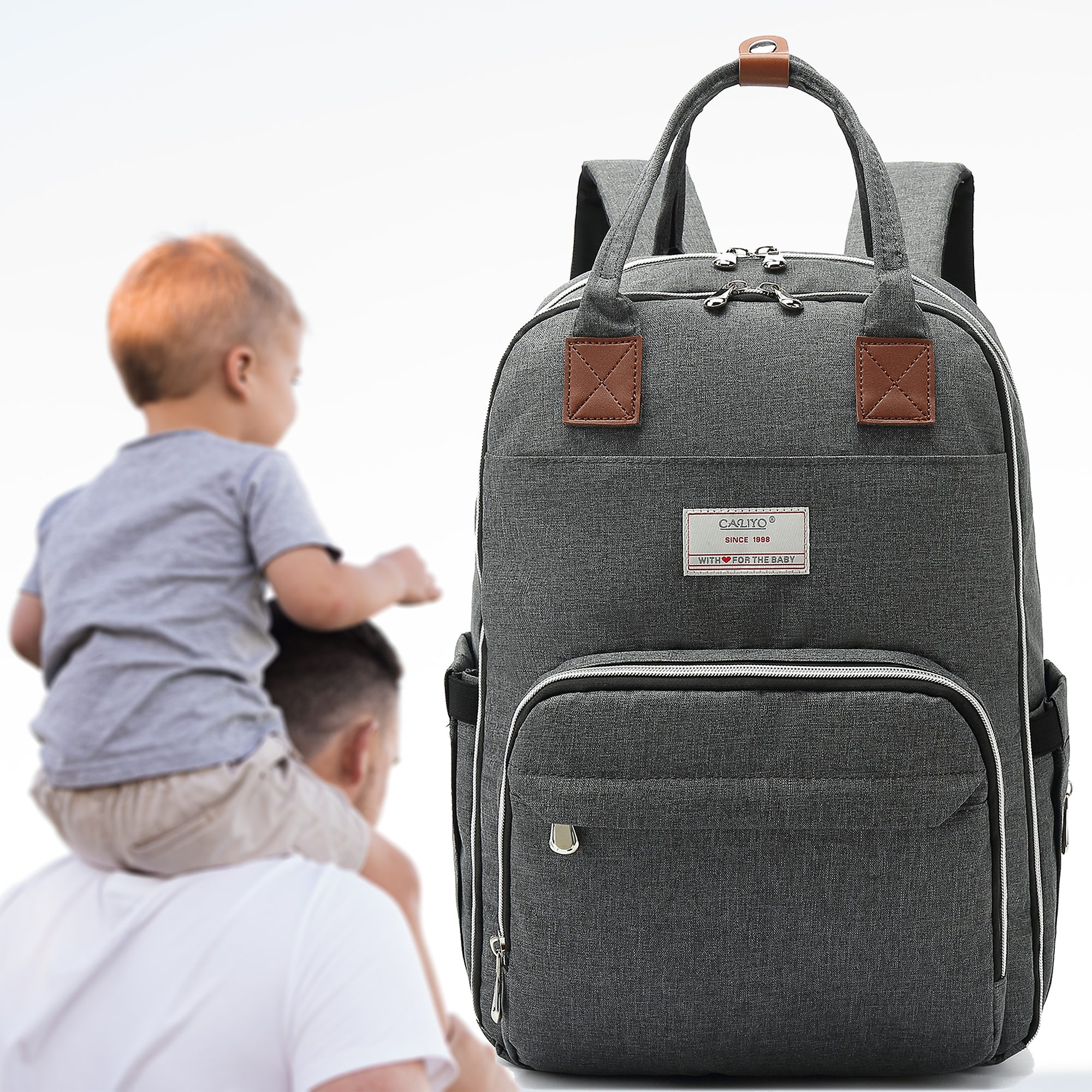 TAN.TOMI Wickeltasche Windelbeutel Rucksack,Wickelrucksack groß,Baby Wickeltasche (Baby Wickelrucksack, Großer Stauraum, kann die Tasche am Kinderwagen angehängt werden, 3D atmungsaktive gepolsterte Rückseite und Schultergurte sorgen dafür, Baby Wick